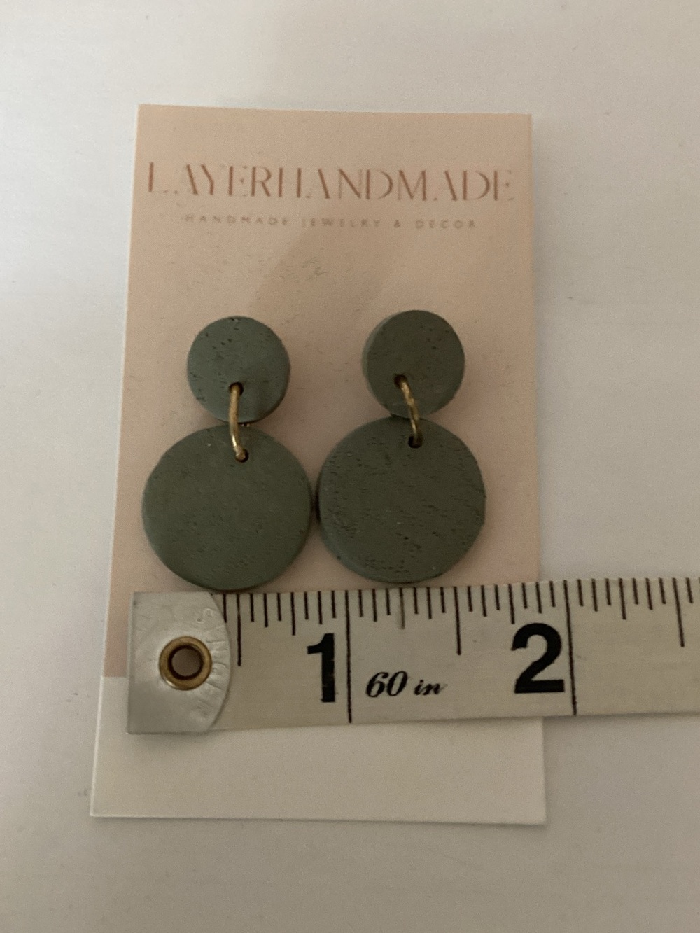 Olive Green Double‎ Disc Earrings